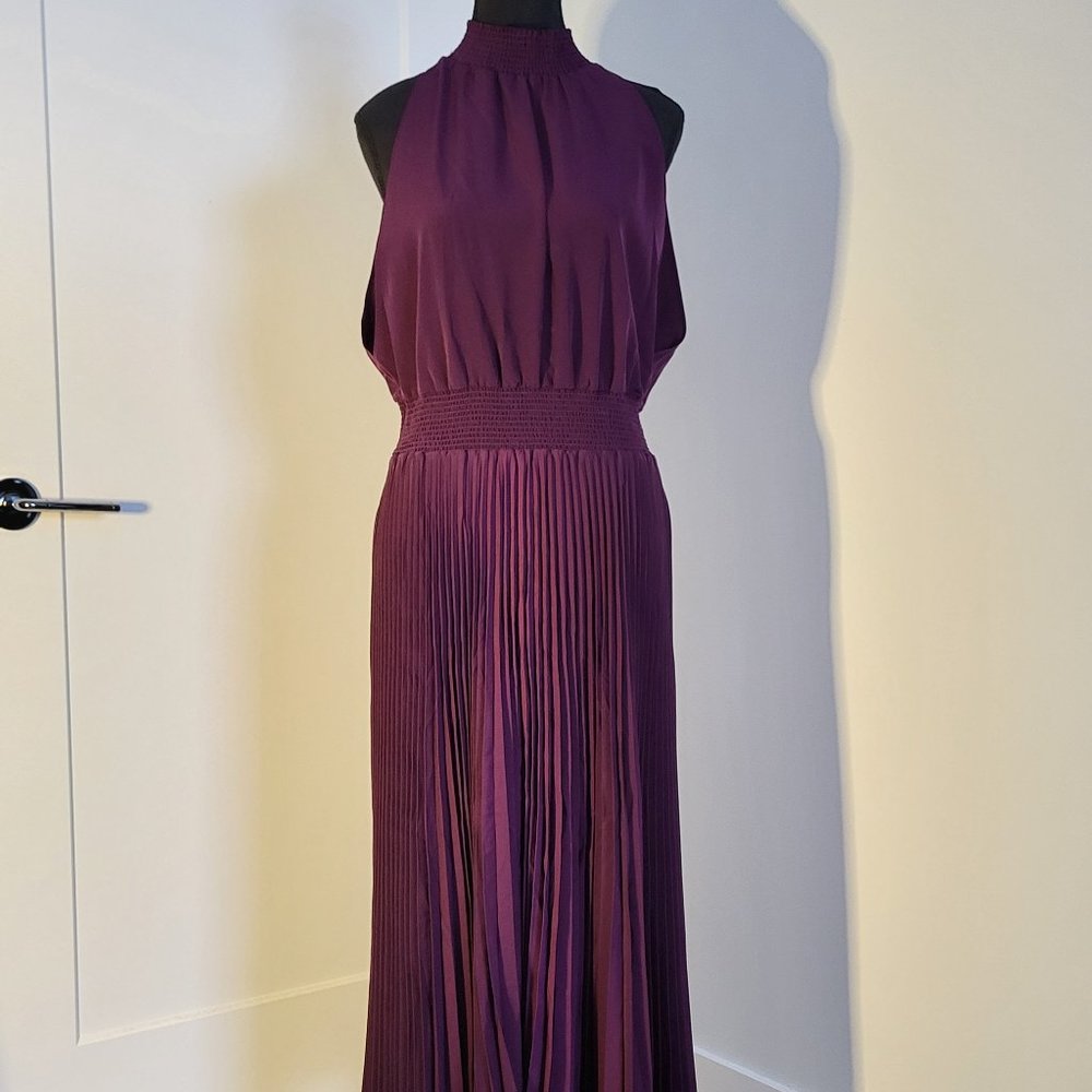 Deep purple pleated dress
